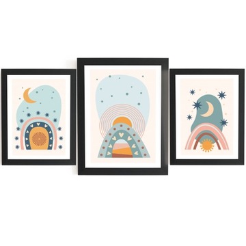 BOHO Tęcza Zestaw 3szt Plakaty do pokoju dziecka 40x50 dekoracje dziecięce