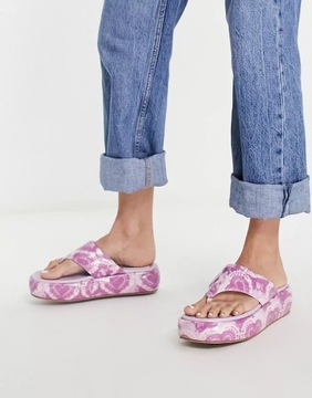 DAMSKIE JAPONKI FIOLETOWE TIEDYE PLATFORMA 36 1RLH