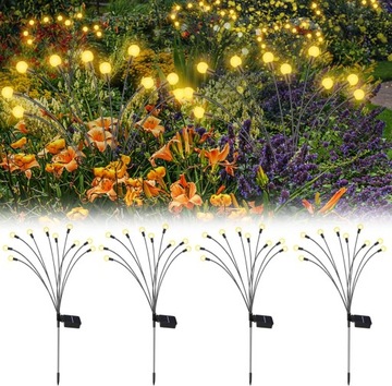 LAMPA SOLARNA WBIJANA CZARNY 10LED KULKI BIAŁY CIEPŁY 70 CM 4 SZT.