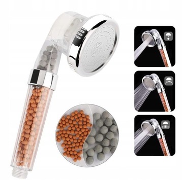 SŁUCHAWKA PRYSZNICOWA Z JONIZACJĄ FILTREM 3 TRYBY