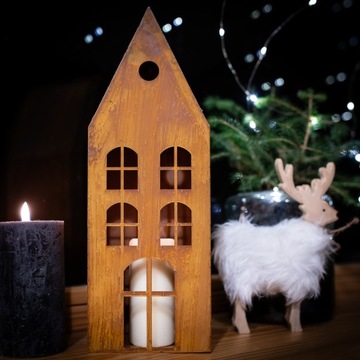 ДОМ ЛАМПЫ ДЛЯ СВЕТОДИОДНЫХ СВЕЧЕЙ ФОНАРЬ РУЧНОЙ РАБОТЫ ИЗ КОРТЕНА ЛАМПА РЖАВЬ