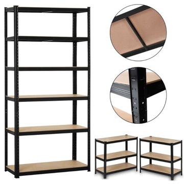 Metalowy Regał Magazynowy 3w1 220x90x40cm 1050kg czarny