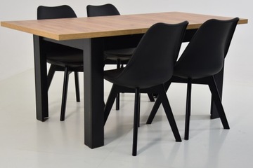 Раздвижной стол 80х140/180 черная столешница DAB CRAFT и 4 стула с ПОДУШКОЙ