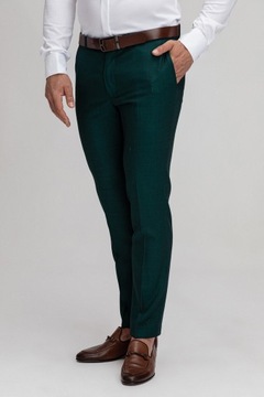 Zielone spodnie męskie LEONARDO wełna 100%
