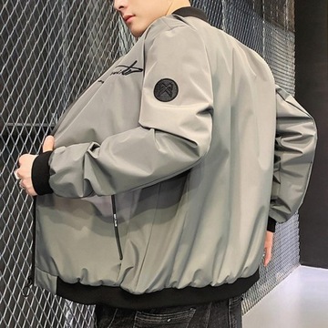 Men's Bomber Zipper Jacket Solid Color Stand Colla