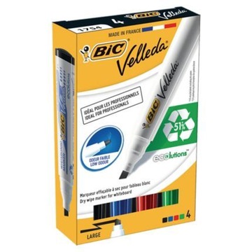 Marker do tablic - Bic Velleda ścięty kpl.4x