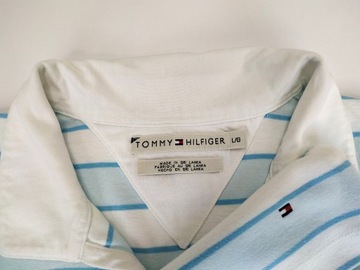 TOMMY HILFIGER ORYGINALNA BLUZKA POLO W PASKI r. L