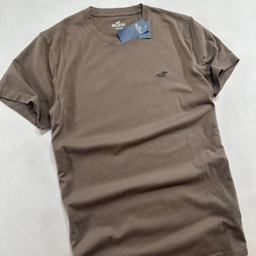 HOLLISTER t-shirt brązowy chest log XL