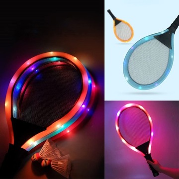 НАБОР РАКЕТОК СО СВЕТЯЩИМСЯ КОЛЬЦОМ + 2 СТАВНИ ДЛЯ БАДМИНТОНА 57 см