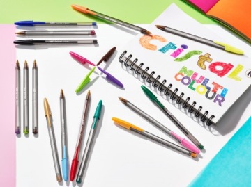 50x BIC CRISTAL BLUE LARGE BLACK LENGTH WITH SKIP SCHOOL LETTER