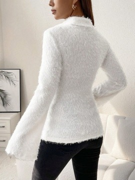 ТРИКОТАЖНЫЙ ДЖЕМПЕР ДЛЯ МАТЕРИ ЭКрю HAIRY С ТЮРЛЕНИЮ SHEIN M