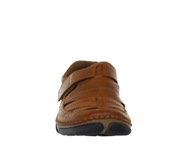 Brązowe skórzane sandały męskie komfortowe zabudowane na rzep ROZ. 45