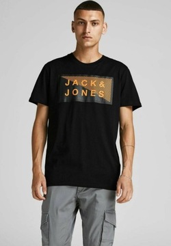 T-shirt z pomarańczowym logo Jack&Jones M