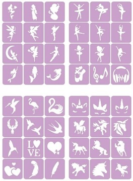 Шаблоны тату с блестками, Татуировки с блестками - микс из 100 штук