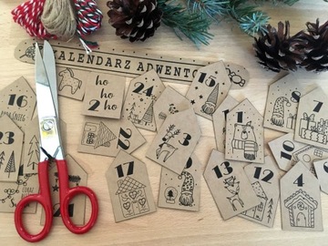 Kalendarz Adwentowy torebki DIY eko papierowe + prezent list do Mikołaja