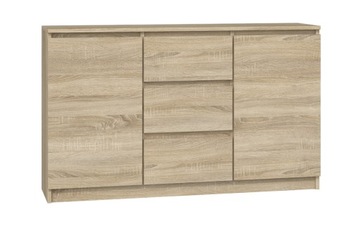 DUŻA NOWOCZESNA KOMODA 120CM DĄB SONOMA REGAŁ SZUFLADY DRZWI SZAFKA PÓŁKI