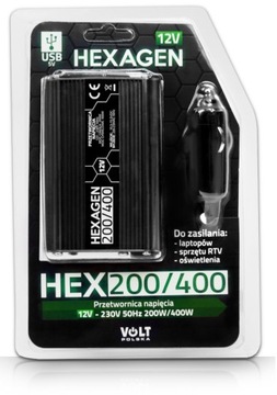 PRZETWORNICA HEXAGEN 12V->230V 200/400W