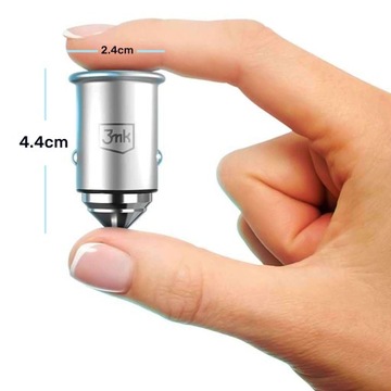 ŁADOWARKA SAMOCHODOWA 45W USB + USB-C TYP C SZYBKA MAŁA 3MK HYPER SREBRNA