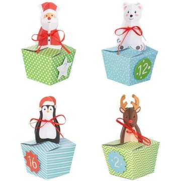 KALENDARZ adwentowy DIY miś MIKOŁAJ renifer x24