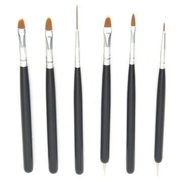 Набор из 6 кистей для акварели, гуаши, с деревянной ручкой SL.