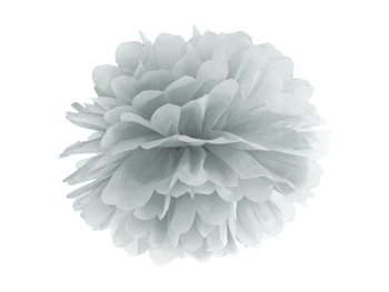 Dekoracja Pompon bibułowy 25cm srebrny ślub roczek