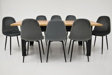 Раздвижной стол 90х160/200 столешница ДУБ КРАФТ и 8 стульев СЕРЫЙ ГОСТИНАЯ КУХНЯ