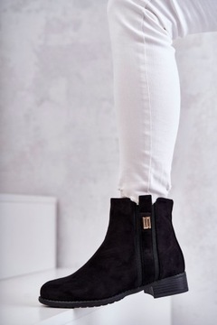 БОТИНКИ ЖЕНСКИЕ ЗАМШЕВЫЕ, УТЕПЛЕННЫЕ, ЧЕРНЫЕ 37