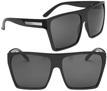 Okulary przeciwsłoneczne duże kwadratowe czarne geometryczne cieniowane