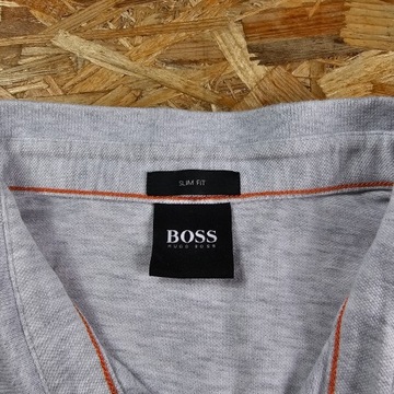 Koszulka Polo T-shirt HUGO BOSS Casual Szara Slim Fit Nowy Model Męska M