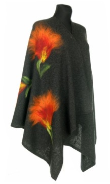 ГЛАМУРНЫЙ ШАРФ С РУКОВОЙ ВЫШИВКОЙ 80% ШЕРСТЬ ЯГНЕНКА