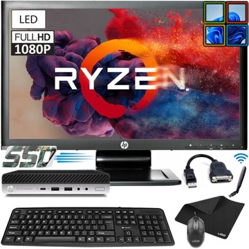 ZESTAW PC HP 705 G4 RYZEN 5 QUAD 3.9GHz LED23'' 480 SSD 32GB DDR4 WiFi W11