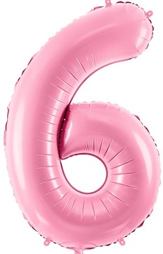 BALON FOLIOWY CYFRA 6 RÓŻOWY RÓŻOWA CYFERKA NA URODZINY DUŻY NA HEL 86 CM