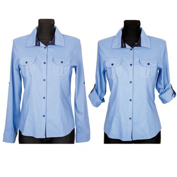 DAMSKA NIEBIESKA KOSZULA TALIOWANA ELASTYCZNA 40 L