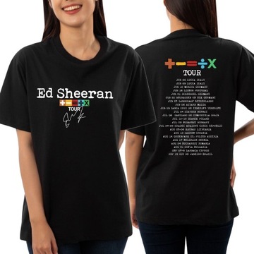 Koszulka Czarna Merch ED SHEERAN TOUR Trasy Koncertowe Mix Wzorów L