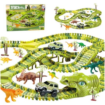 Mega Tor Wyścigowy Samochodowy Dino Park 270 Elementów + Samochodzik XXL