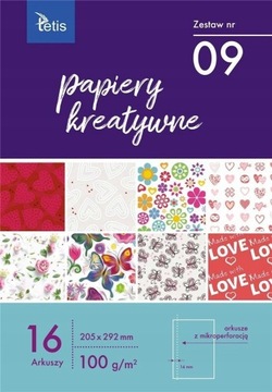 Papier kolorowy A4 Tetis 16 arkuszy 100 g/m²