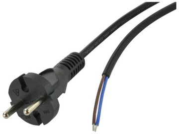 Przewód kabel z wtyczką prostą SPZ czarny 2x1 10m