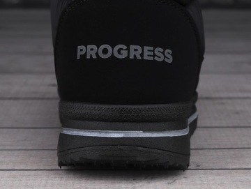 Buty damskie zimowe, śniegowce PROGRESS BLACK NA RZEP FUTERKO OCIEPLANE