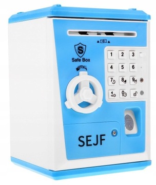 SEJF SKARBONKA BANKOMAT + PIN NA MONETY I BANKNOTY