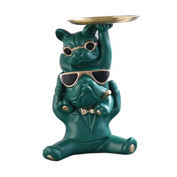 Taca dekoracyjna Sculpture Dog Nordic Resin Green