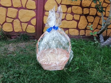 Плетеная корзина, подарочная корзина, целлофановый бант