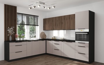 Meble kuchenne z blatem, kuchnia KASZMIR - DENVER, 260 cm