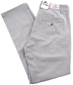 SPODNIE MĘSKIE WIZYTOWE CHINOS JASNE SIWE DO KOSZULI W42 L32 PAS 110-112 CM