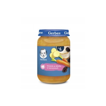GERBER OBIADEK DELIKATNE WARZYWA ZE SCHABIKIEM I ŚLIWKĄ 190 G