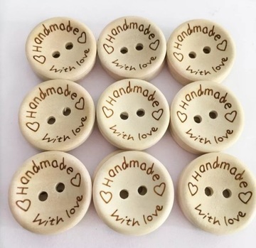 Guziki HandMade 15 mm 3 sztuki drewniane
