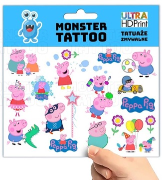 МОЮЩИЕСЯ ВРЕМЕННЫЕ ТАТУ ДЛЯ ДЕТЕЙ ДЕТСКАЯ СВИНКА ПЕППА ОРИГИНАЛЬНЫЕ ДИЗАЙНЫ