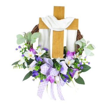 Пасхальный венок Счастливый пасхальный венок Крест на входную дверь