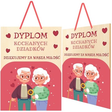 Drewniany Dyplom na Dzień Babci i Dziadka, Super Babci, Super Dziadka
