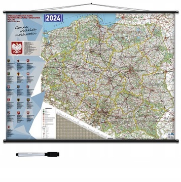 POLSKA e-TOLL MAPA POLSKI ŚCIENNA ADM-DROGOWA 160cmx120cm Aktualna 2024