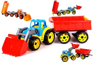 DUZY 65cm Traktor ciągnik z przyczepą